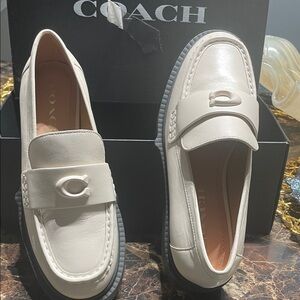 Coach Off-White Leather Loafers